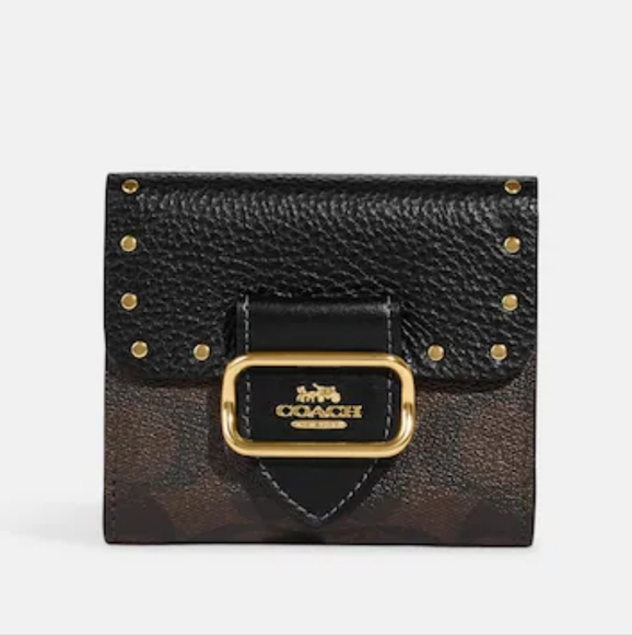 🆕️ NWT COACH Small Morgan Wallet In Colorblock Signature Canvas With Rivets 🆕️ - Picture 1 of 4